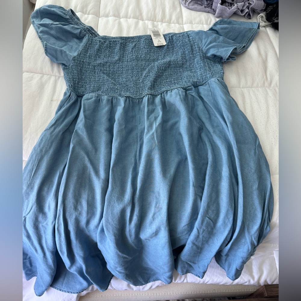 New Chambray Smocked Skater Dress